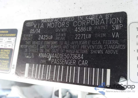 2014 Kia Optima Hybrid Ex from USA, damaged, VIN KNAGN4AD1E5073684